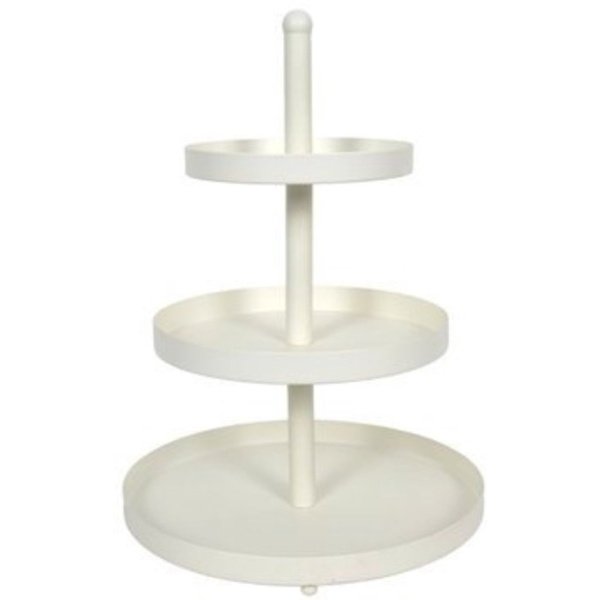 Cookinglife Etagère metaal creme - 3-laags serveertoren - Etagère voor hapjes en desserts - Hoogte 55 cm - Ø 20, 25 & 30 cm - Stevig metaal - Tafelaccessoire - Keuken accessoires