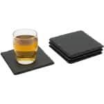 Cookinglife Onderzetter Leisteen 10 x 10 cm - Set van 4 onderzetters - Onderzetters voor glazen en mokken - Stijlvol en natuurlijk - Duurzaam leisteen - 100 x 100 x 5 mm - Tafeltextiel - Keuken accessoires