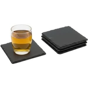 Cookinglife Onderzetter Leisteen 10 x 10 cm - Set van 4 onderzetters - Onderzetters voor glazen en mokken - Stijlvol en natuurlijk - Duurzaam leisteen - 100 x 100 x 5 mm - Tafeltextiel - Keuken accessoires