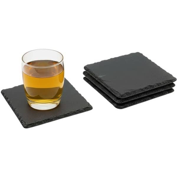 Cookinglife Onderzetter Leisteen 10 x 10 cm - Set van 4 onderzetters - Onderzetters voor glazen en mokken - Stijlvol en natuurlijk - Duurzaam leisteen - 100 x 100 x 5 mm - Tafeltextiel - Keuken accessoires