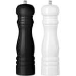 Cookinglife Peper- en Zoutmolen Set Rocca - Pepermolen en zoutmolen set - Stijlvolle molens voor elke tafel - Hoogte 21,5 cm - Duurzaam hout en RVS - Glanzend zwart en wit - 215 x 55 mm - Keukengerei - Keuken accessoires