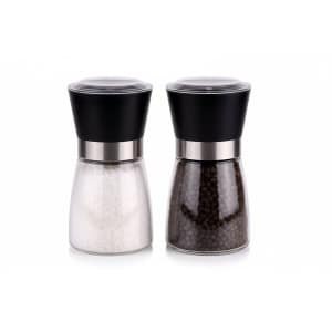 Cookinglife Peper- en Zoutmolenset - Glas - Zwart - 2-Delig - Pepermolen en zoutmolen - Instelbaar maalwerk - Keramisch maalwerk - 130 x 70 mm - Keukengerei - Keuken accessoires