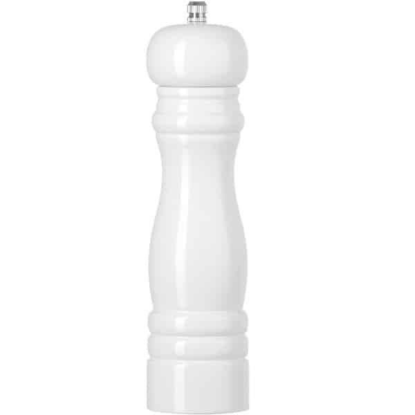 Cookinglife Zoutmolen Rocca Wit Glanzend - Keramische zoutmolen voor tafelgebruik - Handmatige zoutmolen voor keuken - Ø 21,5 cm - Duurzaam keramisch maalwerk - Hout en keramiek - 215 x 55 mm - Keukengerei - Zout en kruiden accessoires