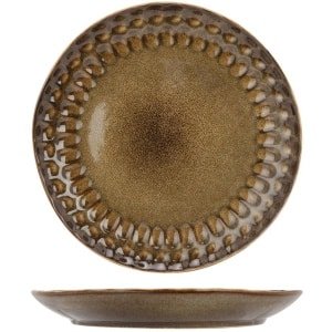 Cosy & Trendy Ontbijtborden Araki Hazel - Dessertborden voor ontbijt en gebak - Unieke glazuurafwerking - Vaatwasserbestendig - Aardewerk - ø 21.5 cm - Set van 4 - Servies - Keuken accessoires