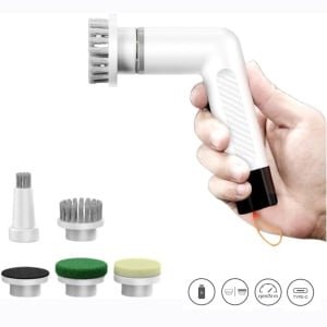 Crrynuo Elektrische Schoonmaakborstel - MINI - Voor Badkamer en Keuken - Poetsmachine - Schoonmaken - Schrobborstel - Schoonmaakset