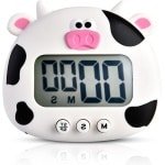 Digitale Timer met Cartoon Dieren Design voor Keuken Koken - Magnetische Countdown Timer met LCD-scherm en AAN/Uit Schakelaars - Bakken Accessoires - Wit - Leuke Keuken Gadget