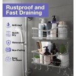 Douche Plank Set van 2 - Zelfklevende Boorvrije Keuken- of Douche Organisator - Doucheplank voor Binnendouche met Haken Douche Planken en Accessoires