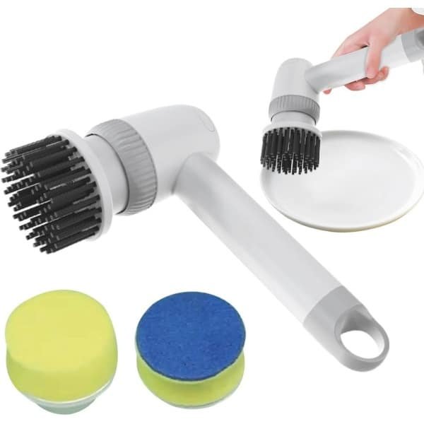 Draadloze elektrische schrobber voor keuken en badkamer - Handige douchereiniger met lange batterijduur en 3 borstelkoppen