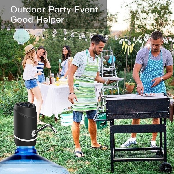 Draagbare 5 Liter Elektrische Drinkdispenser - Universele USB Oplaadbaar - 1 Liter Compatibel - Met 2 Silicone Accessoires - Waterfles Pomp - Drinkwateroplossing - Kampeer Dispenser - Ideaal voor Thuis - Keuken - Kamperen - Praktisch Drinken