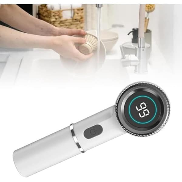 Draagbare, oplaadbare, roterende elektrische schoonmaakborstel voor keuken en badkamer (wit)