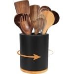 Draaibare Houten Keukengerei Houder - Werkblad Organizer voor Bestek & Gadgets