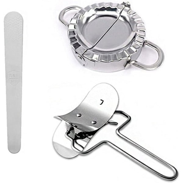 Dumpling Maker Set - Roestvrij Staal - 3 stuks - Keuken Accessoires - Empanada Press - Deeg Cutter - Vulling Lepel - Taart Ravioli - Wrapper Mold - Grote Grootte