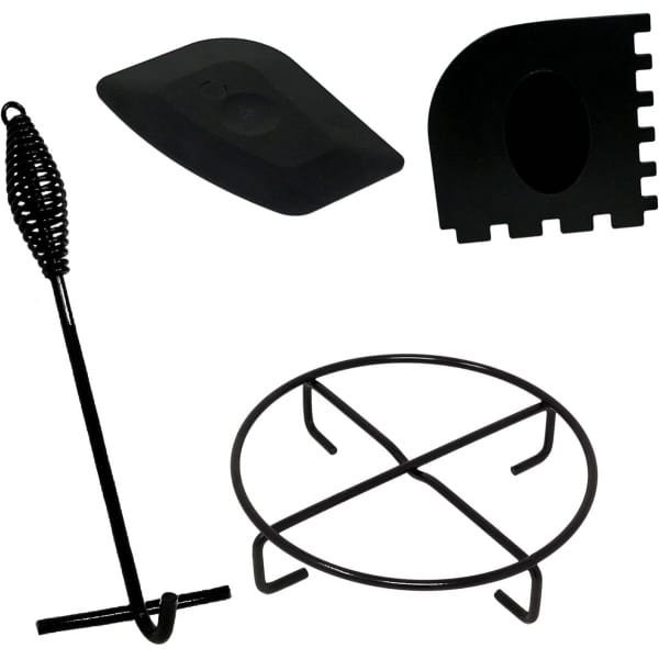Dutch Oven Accessoireset - deksellifter, dekselstandaard, schraper, praktische barbecue- en outdoor-accessoires voor camping, Dutch Oven en gietijzeren keuken