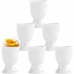Eierdopjes van porselein in set van 6 stuks - wit servies voor hard en zacht gekookte eieren - ontbijt en keuken accessoires