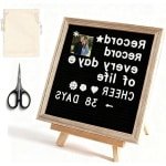 Eikenhouten Letterbord 25x25 cm met 340 letters - Rustiek Memobord met Accessoires - Keuken en Kantoordecoratie