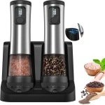 Elektrische Kruidenmolen Set - 2-Snelheid Instelling - 5 Instelbare Maalgraden - Koffiebonen Machine - Koffiebonen Maler - Oplaadbare Basis Met Batterij Display - Rvs Automatische Zout En Peper Molen - Led Licht - Voor Keuken - Huisgebruik