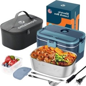 Elektrische Lunchbox voor Volwassenen 1.8L Roestvrij Staal - Warme Lunchbox voor Thuis en Keuken, Auto, Vrachtwagen en Kantoor - 80W 12/24/110V - Food Warmer