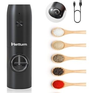 Elektrische Pepermolen - Automatische Peper- en Zoutmolen met LED Wit Licht - Oplaadbaar - Bediening met één Hand - Verstelbare Grofheid - Navulbaar - Draagbaar - Keuken Restaurant BBQ