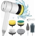Elektrische Reinigingsborstel Complete Set - 6 Borstelkoppen - Oplaadbaar & Draaibaar - Geschikt voor Keuken, Vloer, Badkamer