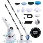 Elektrische Reinigingsborstel Spin Scrubber Draadloos - 9-in-1 Met 8 Boorborstelkoppen - 152 cm Verstelbare Handgreep - 3 Snelheden - Voor Badkamer Badkuip Keuken Vloer Groeven.