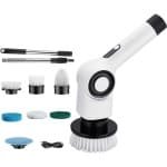 Elektrische Roterende Schrobborstel, Draadloze Schoonmaakborstel Met 7 Verwisselbare Opzetborstels, Ipx7 Waterdichte Badkamerreinigingsborstel, Oplaadbare Schrobborstel Voor Keuken En Badkamer - Wit