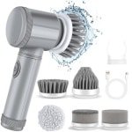 Elektrische Schoonmaakborstel - Elektrische Schrobber - Schrobborstel - Reinigingsborstel - Met 6 Vervangbare Reinigingsborstel Koppen - Keuken Reinigingsborstel - Elektrisch - Schrobborstels - Geschikt Voor Badkamer of Keuken - Schrobber Met Steel