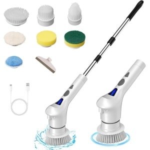 Elektrische Schoonmaakborstel - Elektrische Scrubber - Roterende Schrobborstel - Draadloze Schoonmaakborstel - Met Verstelbare Hoek En Verlengstuk - Krachtige Doucheborstel Met 8 Verwisselbare Opzetstukken - Voor Badkamer, Vloer En Keuken