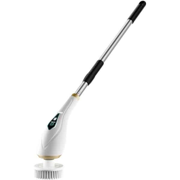 Elektrische Schoonmaakborstel - Elektrische Scrubber - Roterende Schrobborstel Zonder Snoer - Veelzijdig Borstelsysteem - Voor Douche, Tegels, Keuken En Badkuip - Wit