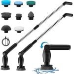 Elektrische Schoonmaakborstel, Leebein 2023 Draadloze Reinigingsborstel met Lange Steel en 8 Vervangbare Opzetborstels, 2 Roterende Snelheid Douche Scrubber voor Badkamer Bad, Vloer, Tegel, Keuken