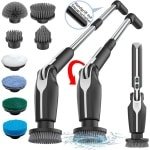 Elektrische Schoonmaakborstel - Met Verlengbaar Handvat & Afstandsbediening - 4 Instelbare Hoeken - 8 opzetstukken - 5000mAh Accu - Schrobborstel met steel - voor badkamer of keuken