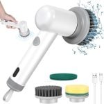 Elektrische Schoonmaakborstel - Schrobber Met Steel - Schuurborstel - Poetsmachine - Voor Badkamer en Keuken - 4 Opzetstukken