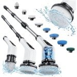 Elektrische Spinning Scrubber - Leebein Draadloze Reinigingsborstel - 8 Vervangbare Borstelkoppen - 360° Tub En Vloertegel Power Scrubber Mop - 54in / 137cm Verstelbare Steel Voor Badkamer Keuken Auto