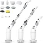 Elektrische Spinschrobber Draadloos met Verstelbare Steel en 8 Borstels - Krachtige Reinigingsborstel voor Badkamer, Keuken en Tegels