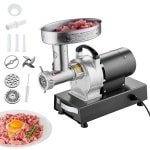 Elektrische Vleesmolen - Commerciële Gehaktmolen en Worstmaker - 2,72 kg/min - 350 W Motor - RVS Behuizing - Mes en Maalplaat - Voor Keuken en Restaurant