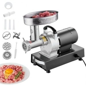 Elektrische Vleesmolen - Commerciële Gehaktmolen en Worstmaker - 2,72 kg/min - 350 W Motor - RVS Behuizing - Mes en Maalplaat - Voor Keuken en Restaurant