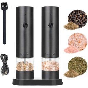 Elektrische Zout En Peper Molens Set 2 Stuks USB Oplaadbaar Automatisch Gelijkmaler Met LED Licht Keuken Accessoires