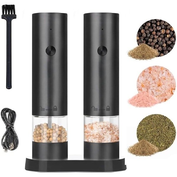 Elektrische Zout En Peper Molens Set 2 Stuks USB Oplaadbaar Automatisch Gelijkmaler Met LED Licht Keuken Accessoires