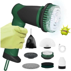 Elektrische draadloze reinigingsborstel - voegenreiniger met 7 borstelkoppen - keuken grill gootsteen auto spin-scrubber - led-display 2 modi - 2023 nieuwe