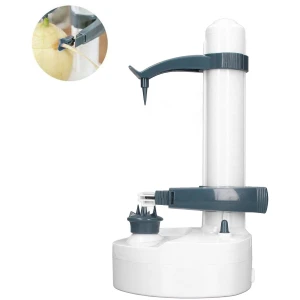 Elektrische dunschiller - Multifunctioneel schilgereedschap - Met 2 reservemessen - Roestvrij staal - Geschikt voor keuken, appels, aardappelen, tomaten, groenten, fruit, enz. - Wit