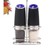 Elektrische peper - en zoutmolen - RVS automatische peper - en zoutmolen, op batterijen, met LED licht spice mixer, voor in de keuken (set van 2)
