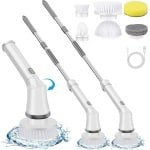 Elektrische reinigingsborstel - Spin Scrubber 2023 draadloos - 6 verwisselbare boorborstelkoppen - verstelbare verlenggreep - kuip en vloertegels - badkamer keuken auto vloer.