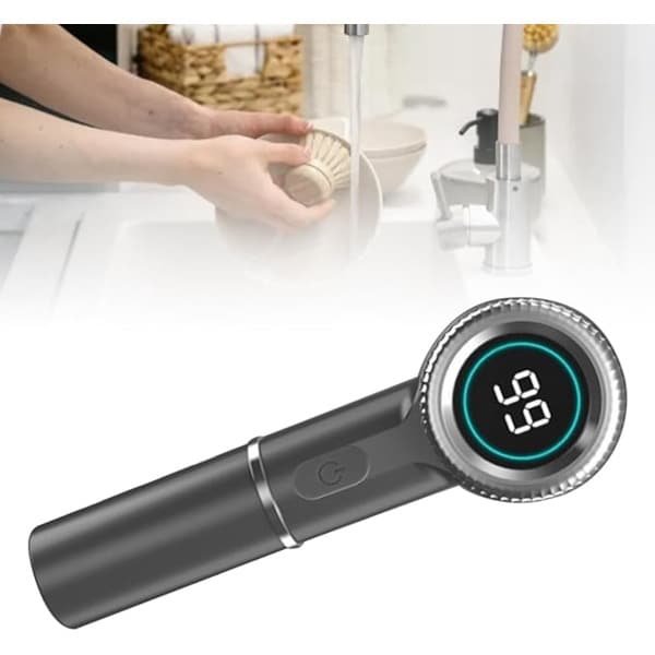 Elektrische roterende schoonmaakborstel, draagbaar, oplaadbaar, voor gebruik in keuken en badkamer (grijs)