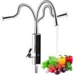 Elektrische waterkraan 3000W met led-temperatuurweergave, 360 graden draaibaar - RVS kraan voor keuken, badkamer, caravan, camping