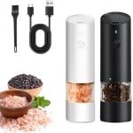 Elektrische zout- en pepermolen set van 2 - oplaadbaar met ledlicht en kleine borstel - voor de keuken