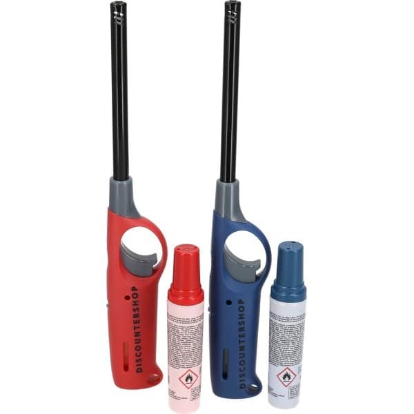 Elektronische gasaansteker incl. navulling | Set van 2 - rood & blauw - 25.5cm lengte | essentieel barbecue accessoires voor kamperen & keuken