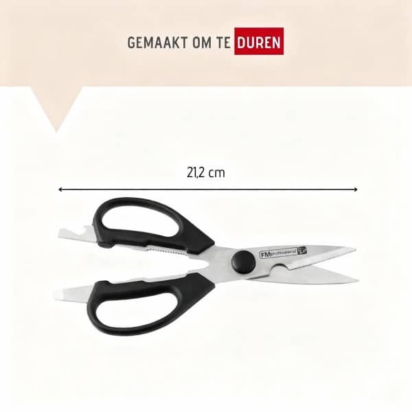 FM Professional 21812 keukenschaar, flesopener, keukengerei, origineel keukenaccessoire, bieropener, handig gadget, roestvrij staal, 19 cm