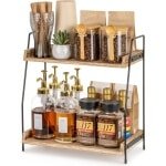 Famanu - Aanrecht Koffiebar Organizer - Keuken Organizer - Houten Shelf voor Koffie Accessoires - Storage Organizer voor Keuken - Huis - Kantoor - Bruin