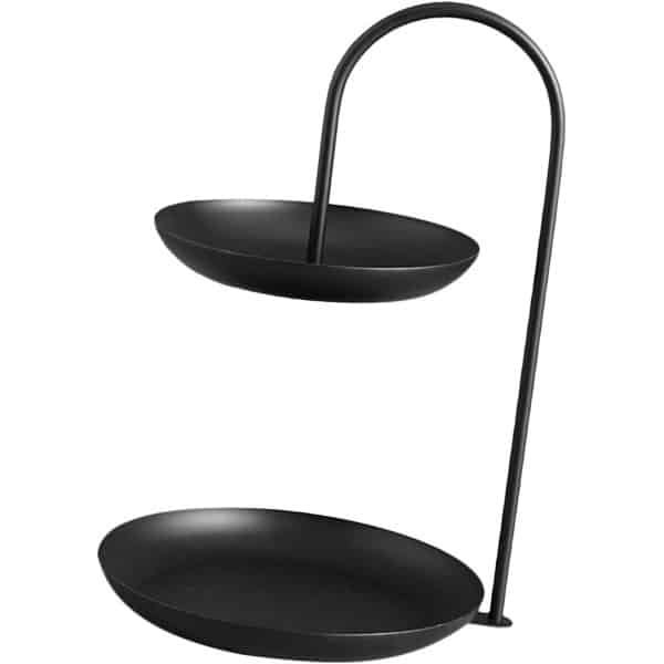 Fruit dienblad van 2 lagen in zwart metaal - Roestbestendig en waterdicht - Opbergplaat met twee verdiepingen - 21 Ounces - Keuken Accessoire - Stijlvol en praktisch - Organisatie en presentatie van fruit