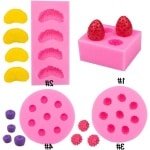 Fruitvormige Geleivormen Set - Aardbei, Sinaasappel, Framboos, Bosbessen - Siliconen Vormen voor Fondant, Epoxyhars, Zeep en Snoep - Set van 4 - Keuken Accessoires