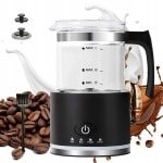 Glazen Melkopschuimer - Elektrische Melkopschuimer 600W - 4-in-1 Cappuccino & Latte - 500ml Glas Beker - Geschikt voor Keuken en Koffiebar